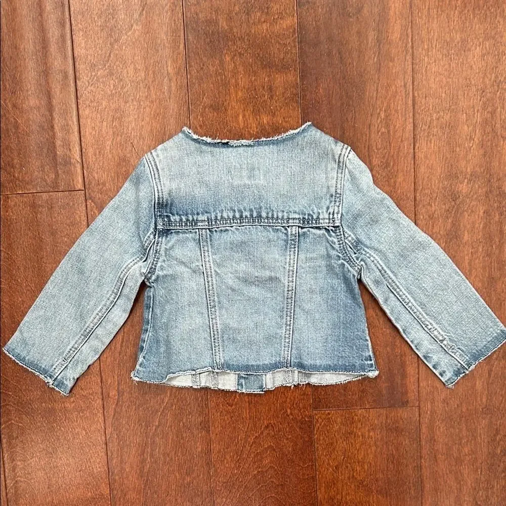 GAP Light Blue Kids Jean Jacket with Fun Patches, Size 18-24 Months